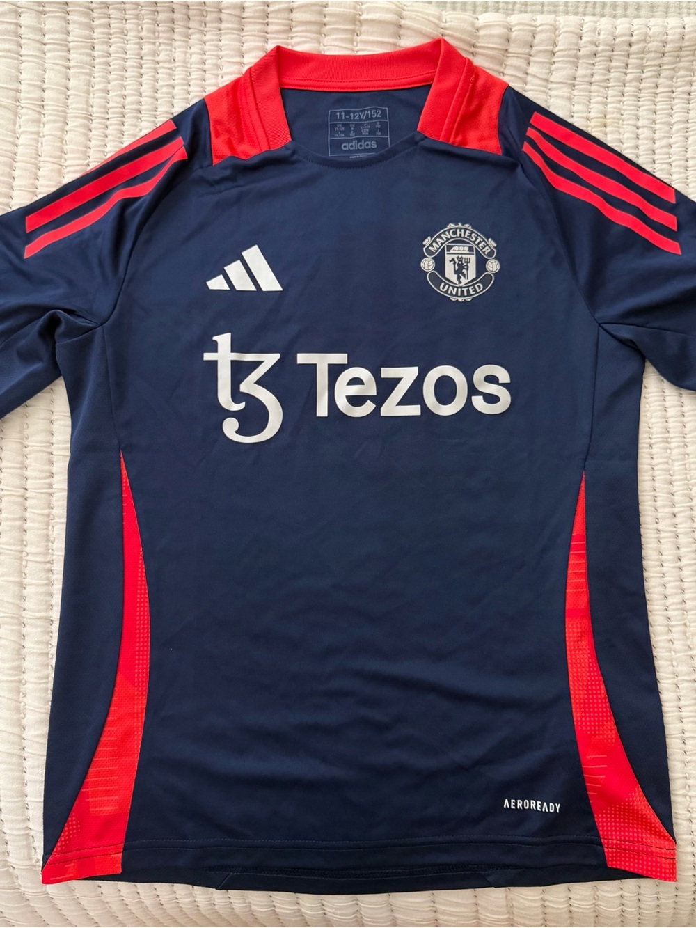 Adidas Navy and Red Manchester United Kids Jersey 11/12Y